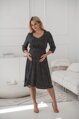 Tehotenské šaty na dojčenie, 3/4 rukáv, Lovely Midi Dress Black with Dots