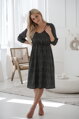 Tehotenské šaty na dojčenie, 3/4 rukáv, Lovely Midi Dress Black with Dots