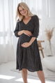 Tehotenské šaty na dojčenie, 3/4 rukáv, Lovely Midi Dress Black with Dots