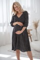 Tehotenské šaty na dojčenie, 3/4 rukáv, Lovely Midi Dress Black with Dots