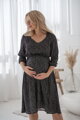 Tehotenské šaty na dojčenie, 3/4 rukáv, Lovely Midi Dress Black with Dots