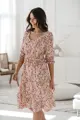 Tehotenské šaty na dojčenie, 3/4 rukáv, Lovely Midi Dress Beige Print 