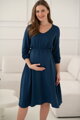Tehotenské šaty na dojčenie, 3/4 rukáv, Lovely Midi Dress Navy
