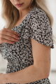 Tehotenské šaty na dojčenie Lovely Midi Navy Dress with White Flowers SS
