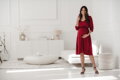 Tehotenské šaty na dojčenie, 3/4 rukáv, Lovely Midi Dress Red