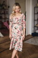 Tehotenské šaty na dojčenie Lovely Midi Dress Salmon with Flowers