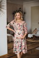 Tehotenské šaty na dojčenie Lovely Midi Dress Salmon with Flowers