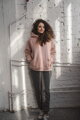 Hrubá tehotenská a dojčiaca oversized mikina Motherhood Powder Pink