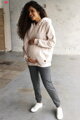 Hrubá tehotenská a dojčiaca oversized mikina Motherhood Light Beige