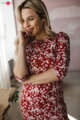 Šaty na dojčenie Milky Dress 3/4 Burgundy Flowers