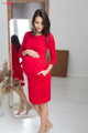 Tehotenské šaty na dojčenie Milky Way Dress 7/8 Red