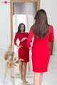 Tehotenské šaty na dojčenie Milky Way Dress 7/8 Red