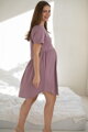 Tehotenská mušelínová nočná košeľa Aurora Lilac