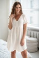 Tehotenská mušelínová nočná košeľa Aurora White Cream