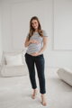 Tehotenské elegantné nohavice GraceFit Mama Navy