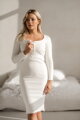 Tehotenské šaty na dojčenie Tummy Cream White