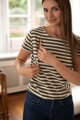 Pruhované tričko na dojčenie MamaFlow Khaki Stripes