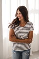 Pruhované tričko na dojčenie MamaFlow Navy stripes