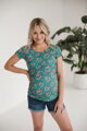 Tričko na dojčenie Milk Shirt Green with Flowers