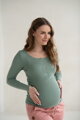 Tehotenské viskózové tričko na dojčenie Tummy Sage