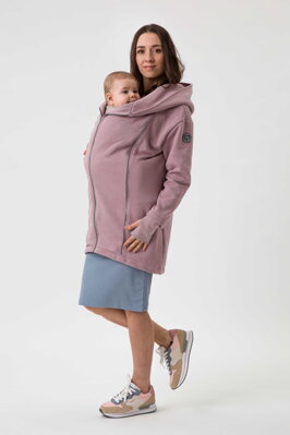Tehotenský bavlnený kabát Kaya 4v1 na nosenie detí, Dust Pink