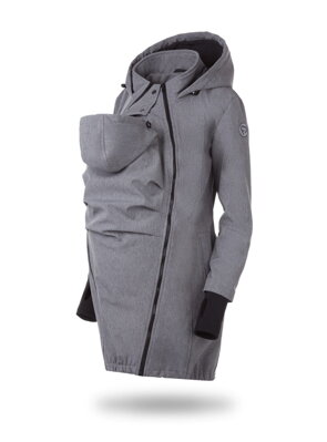 Tehotenský softshellový kabát 3v1 na nosenie detí, Grey Melange