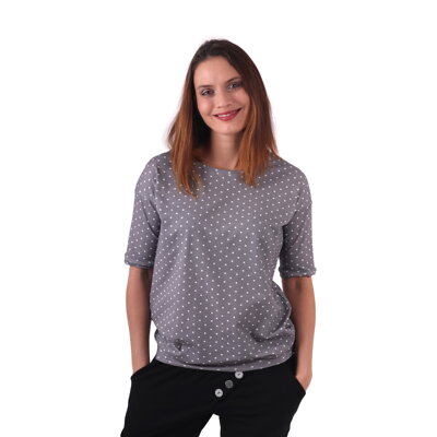 Dámske oversized tričko Darina, sivé s bodkami M/L
