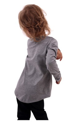 Bavlnená dievčenská tunika s dlhým rukávom, šedý melír