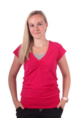 Tričko na dojčenie Lea kr.rukáv, tm.ružové