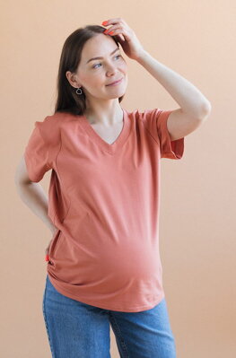 Tričko na dojčenie love&carry V-neck Terracotta