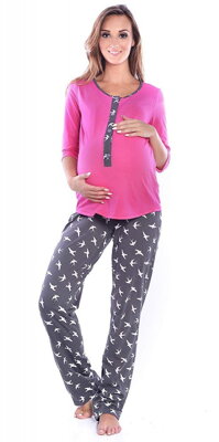 Tehotenské a materské pyžamo MijaCulture Pink / Graphite