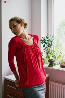Blúzka na dojčenie, tehotenská blúzka Kangaroo 7/8 rukáv, Red