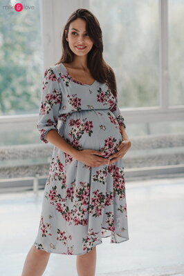 Tehotenské šaty na dojčenie Lovely Midi Dress Grey