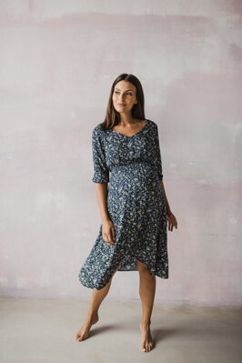 Tehotenské šaty na dojčenie Lovely Midi Dress Navy Blue