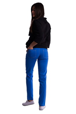 Tehotenské nohavice 3686 s nižším úpletovým pásom, modré