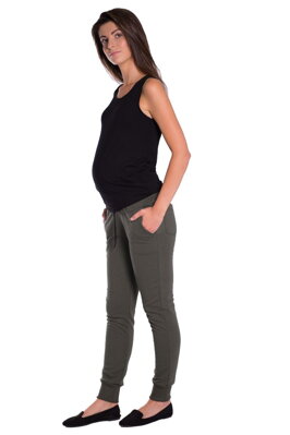 Tehotenské nohavice - tepláky 3778, khaki