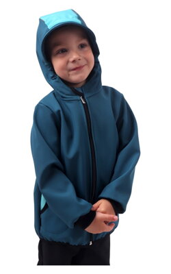 Detská softshellová bunda, petrolejová, Kolekcia 2021