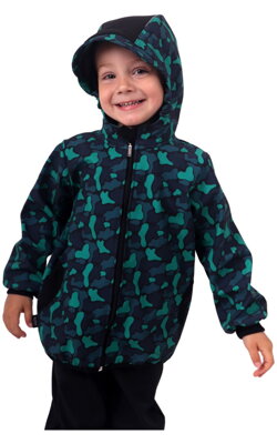 Chlapčenská softshellová bunda, tmavý maskáč, Kolekcia 2021