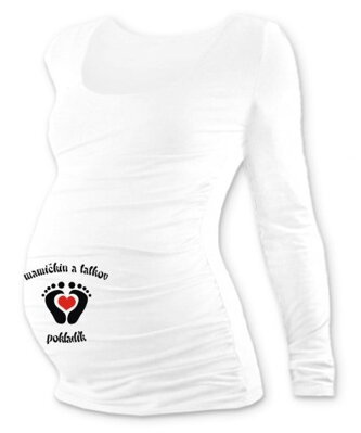 Tehotenské tričko s potlačou DR biele Pokladík
