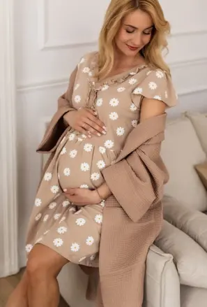 Materská nočná košeľa Linda Daisy Beige
