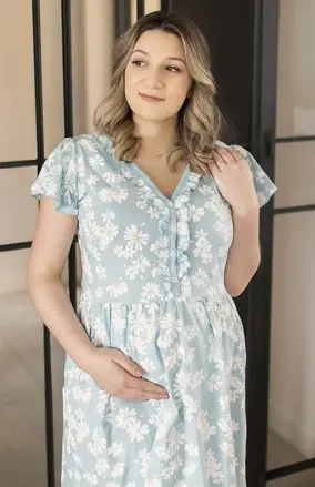 Materská nočná košeľa Linda Daisy Blue