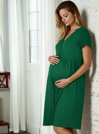 Tehotenská nočná košeľa Mili Bottle Green