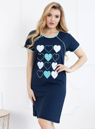 Materská nočná košeľa Blue Hearts (gombíky)