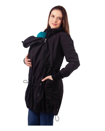 Softshellová, nosičská bunda Andrea s tehotenskou vsadkou, čierna