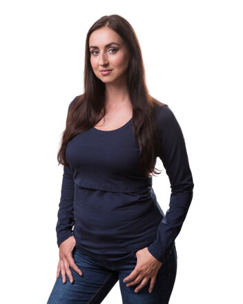 Tričko na dojčenie Katka dl. rukáv tmavomodré
