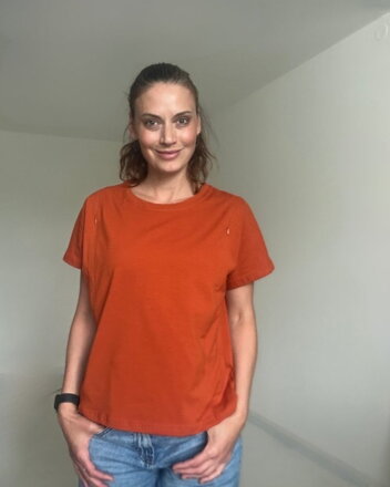 Tričko na dojčenie so zipsom Kira, oversized, škoricové