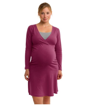 Nočná košeľa na dojčenie Eva, dlhý rukáv, cyklámen