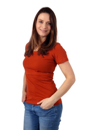 Tričko na dojčenie Katka, kr.rukáv, škoricové