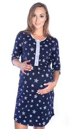 Tehotenská a materská nočná košeľa MijaCulture Navy/ Stars