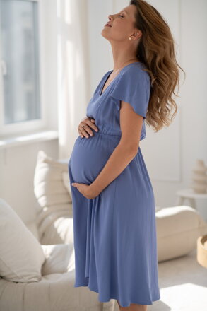 Tehotenské šaty na dojčenie Lovely Midi Dress Light Blue SS